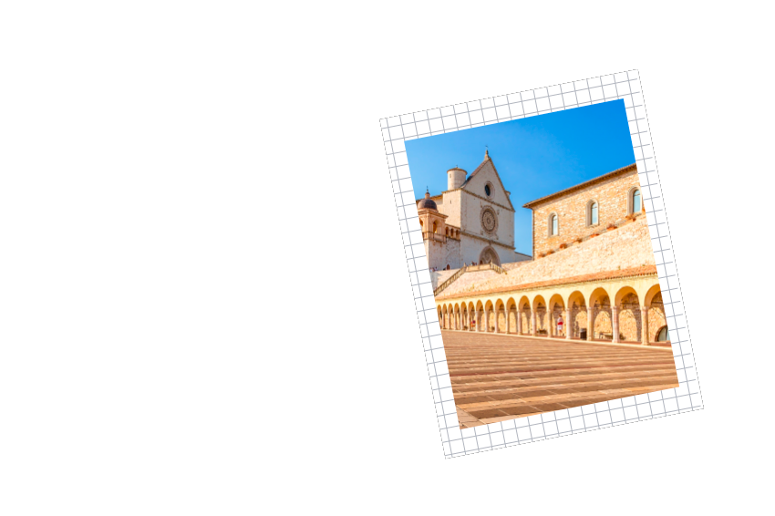 The words Assisi 14 October next to a photograph of a view of the city. The link takes you to the page with information on 14 October.