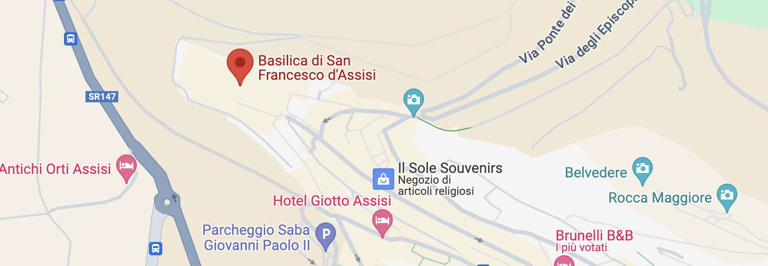 Mappa google per raggiungere la Basilica di San Francesco d'Assisi