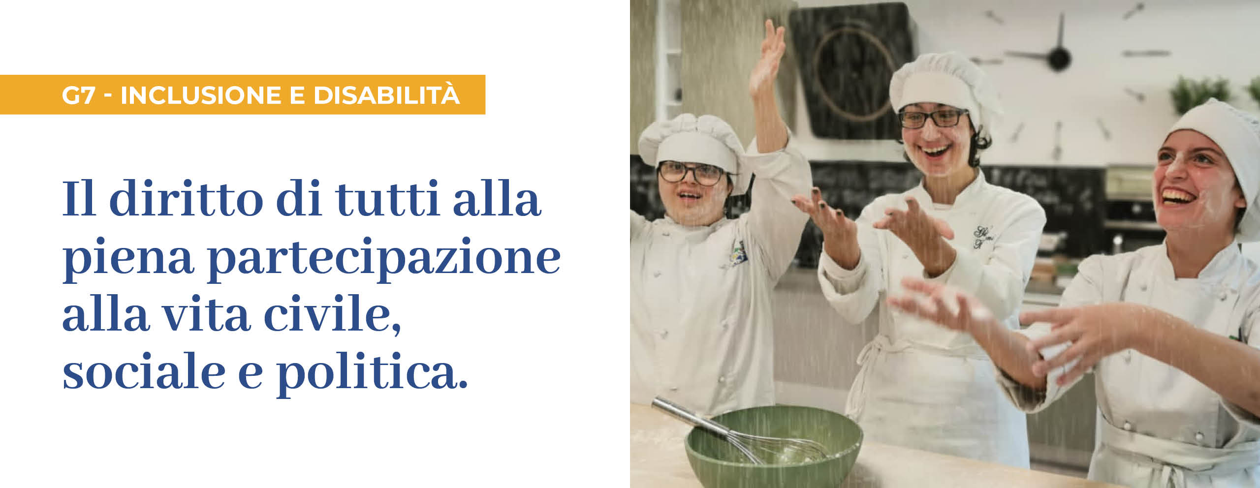 Carosello di immagini dalle associazioni accanto alla scritta 'il diritto di tutti alla piena partecipazione alla vita civile, sociale e politica'- 3/5