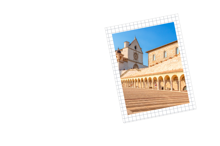 Le scritte Assisi 14 ottobre e Aperto al pubblico previa registrazione, accanto alla fotografia di uno scorcio della città. Il link porta alla pagina con le informazioni per la giornata del 14 ottobre.